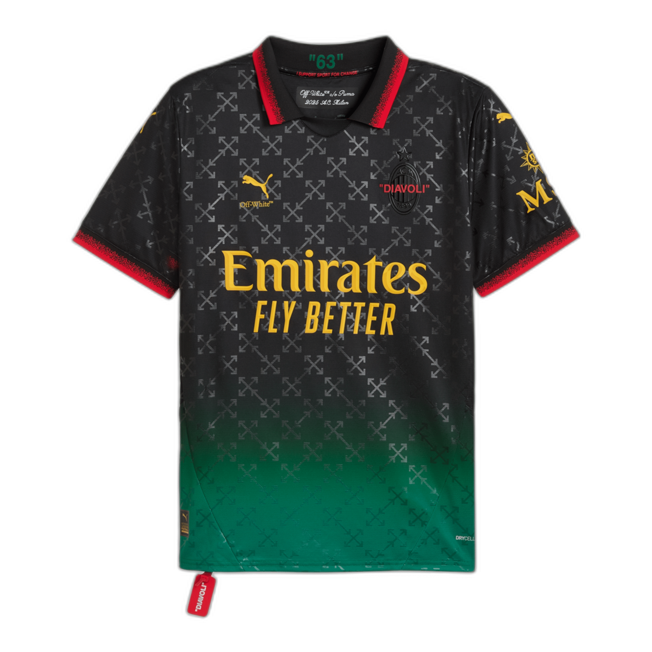 AC Milan x Off-White 2025 Black Limited Edition Fourth Soccer Jersey by PUMA