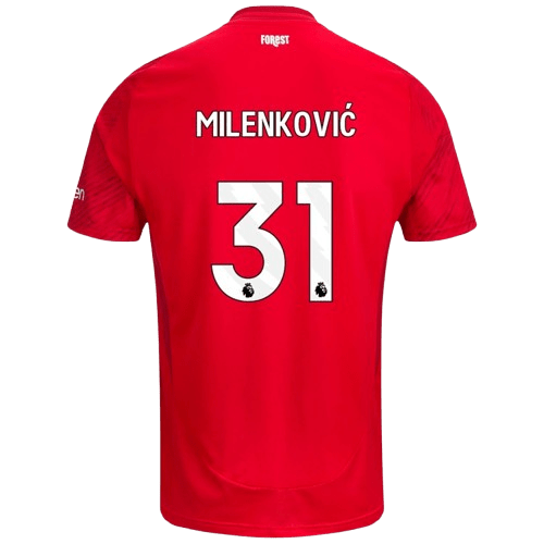 Nikola Milenkovic Nottingham Forest 2024/25 Home Soccer Jersey by Adidas