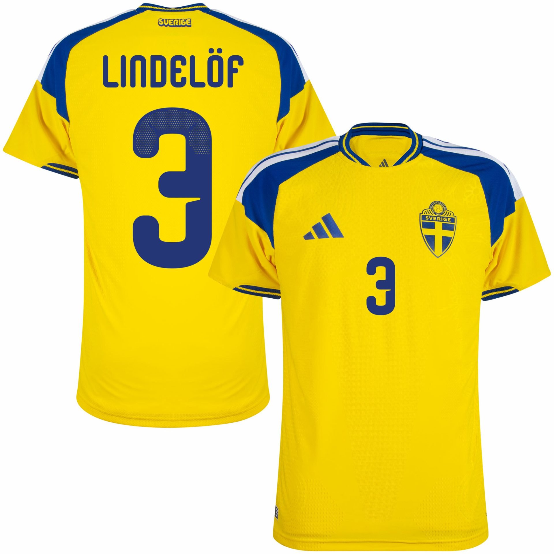 Victor Lindelöf Sweden 2026 Home Soccer Jersey by Adidas