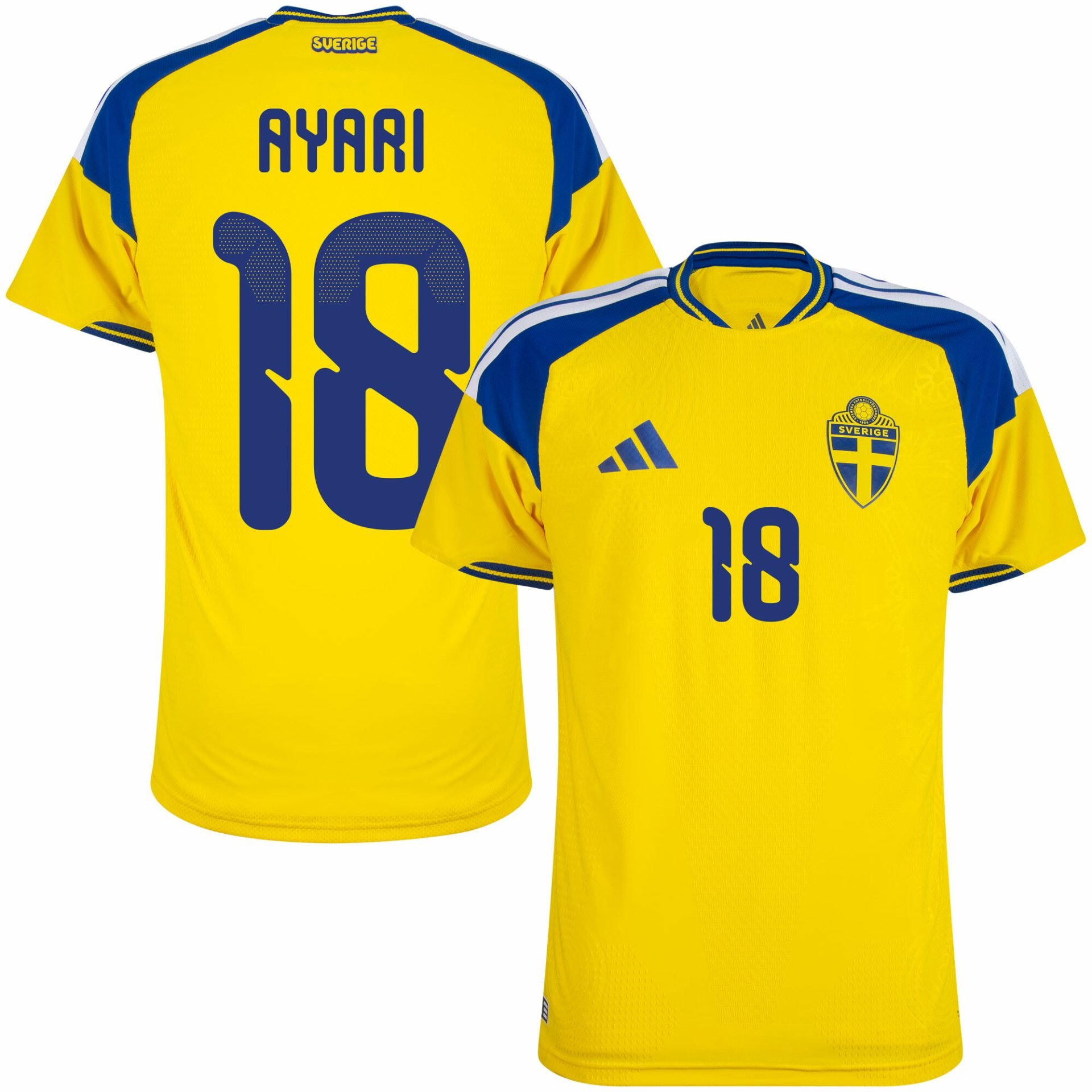 Yasin Ayari Sweden 2026 Home Soccer Jersey by Adidas