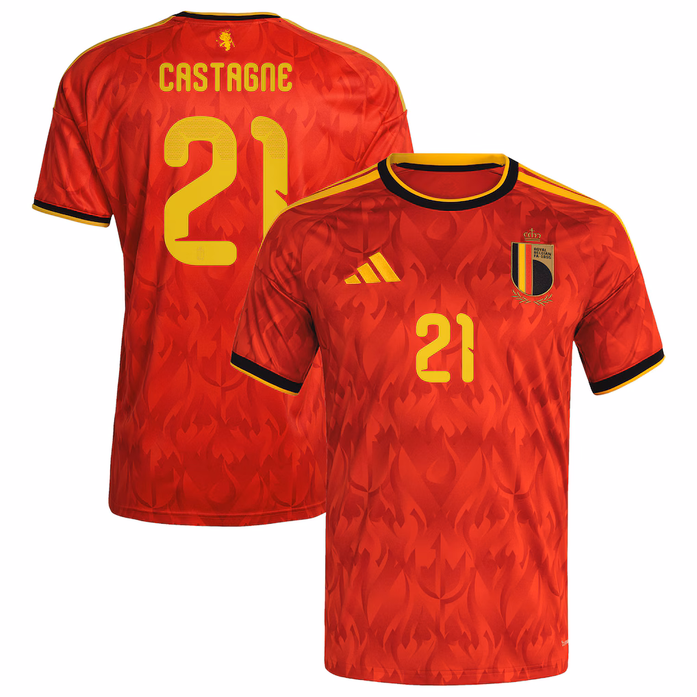 Timothy Castagne Belgium 2026 Home Soccer Jersey by Adidas