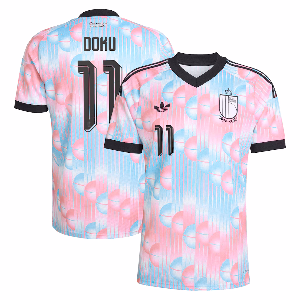 Jeremy Doku Belgium 2026 Away Soccer Jersey by Adidas